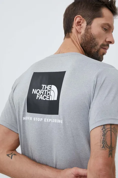 Športna kratka majica The North Face Reaxion siva barva