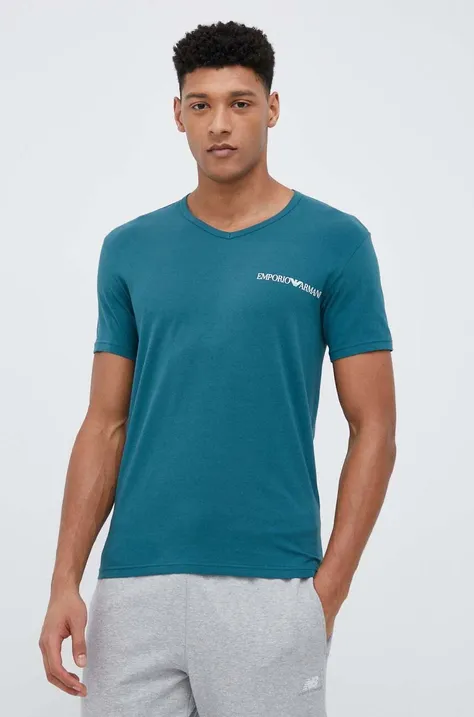 Emporio Armani Underwear t-shirt lounge 2-pack kolor granatowy z nadrukiem
