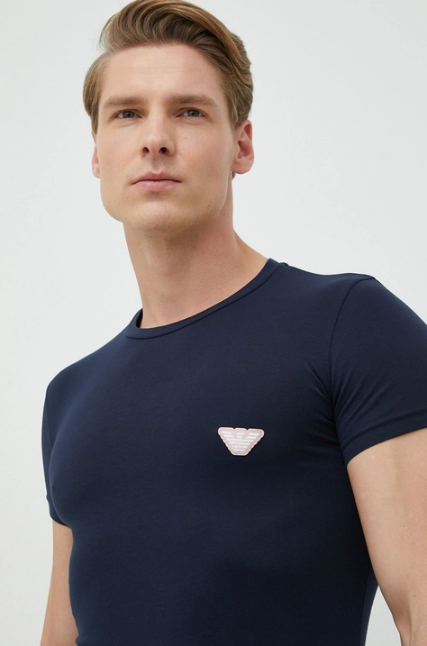 Emporio Armani Underwear t-shirt męski kolor granatowy gładki