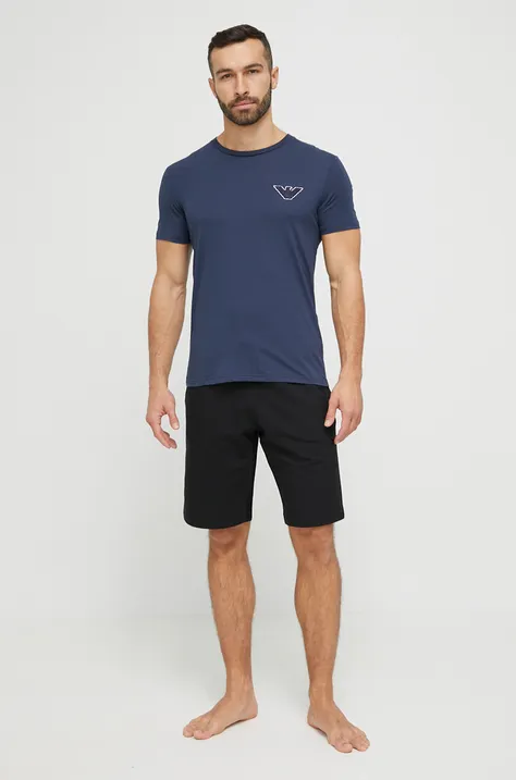 Emporio Armani Underwear t-shirt bawełniany kolor granatowy z aplikacją