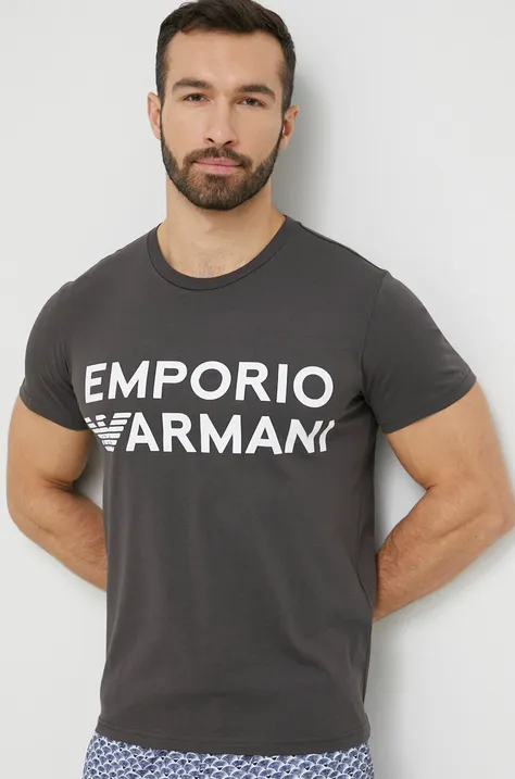 Emporio Armani Underwear t-shirt piżamowy bawełniany kolor szary wzorzysty