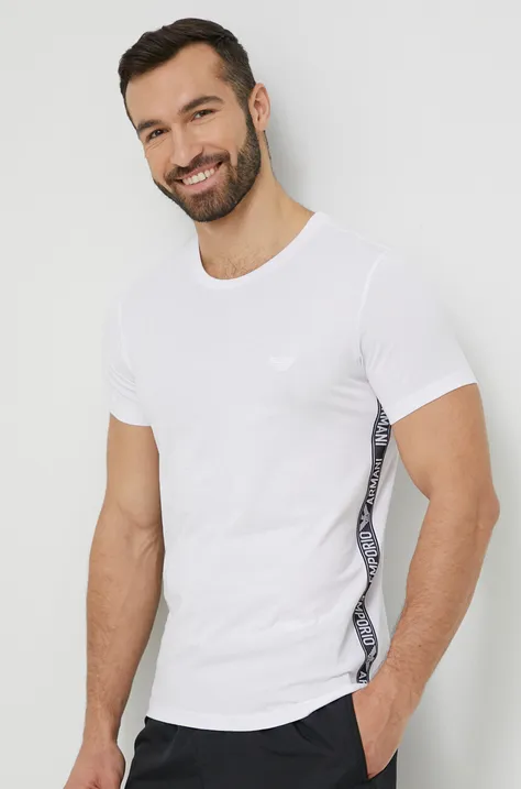 Βαμβακερή πιτζάμα μπλουζάκι Emporio Armani Underwear χρώμα: άσπρο