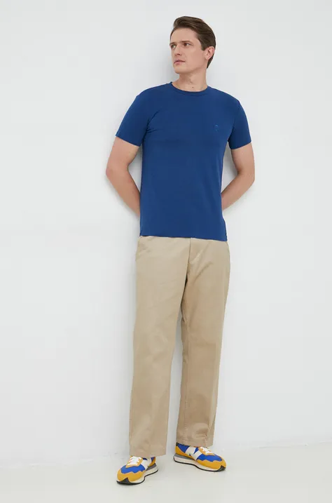 Trussardi t-shirt męski kolor niebieski gładki