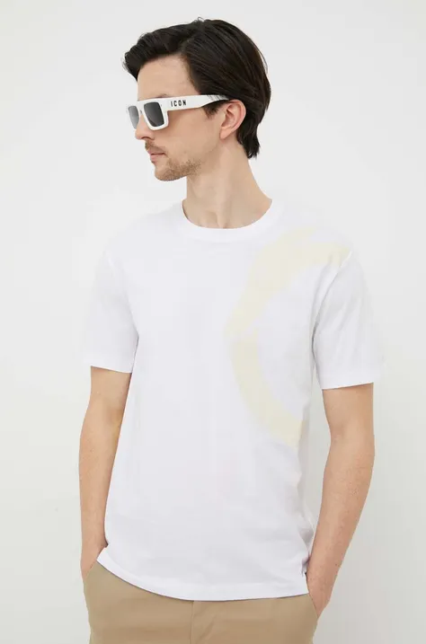 Бавовняна футболка Trussardi колір білий з принтом