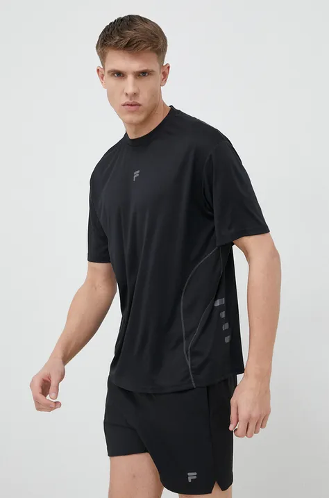 Μπλουζάκι προπόνησης Fila Ronchin χρώμα: μαύρο