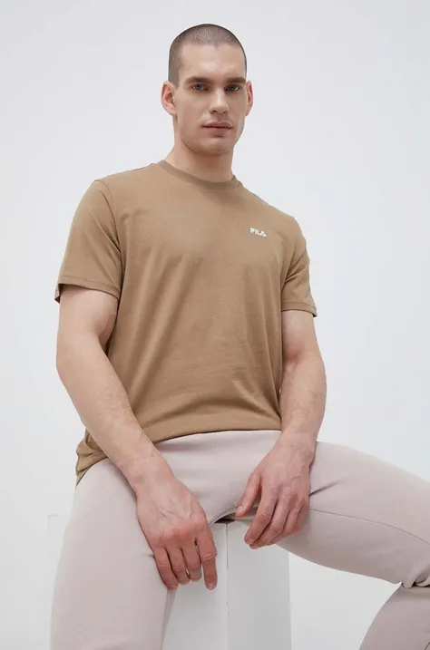 Fila t-shirt bawełniany kolor brązowy gładki