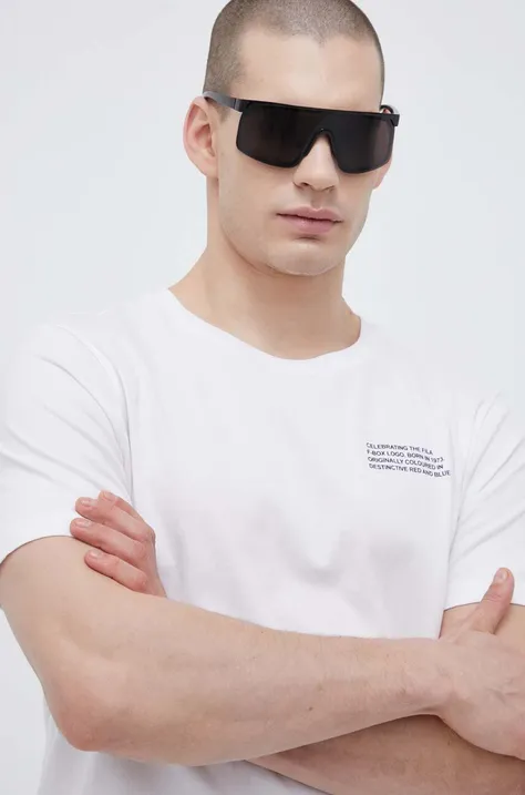 Βαμβακερό μπλουζάκι Fila χρώμα: άσπρο