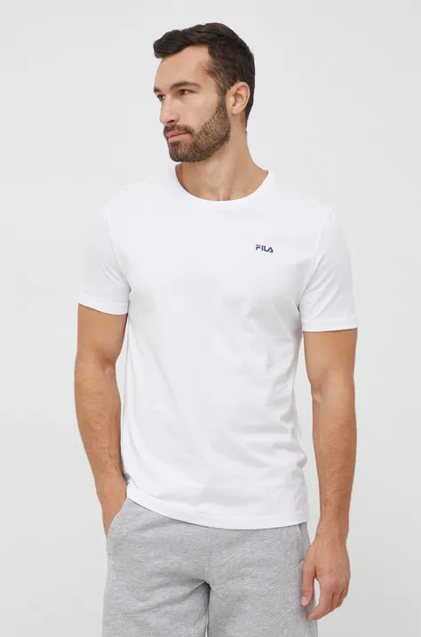 Bavlnené tričko Fila 2-pak biela farba, jednofarebné
