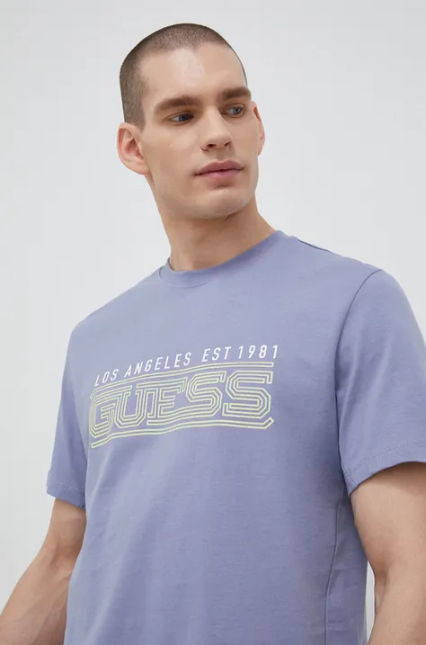 Pamučna majica Guess boja: siva, s uzorkom