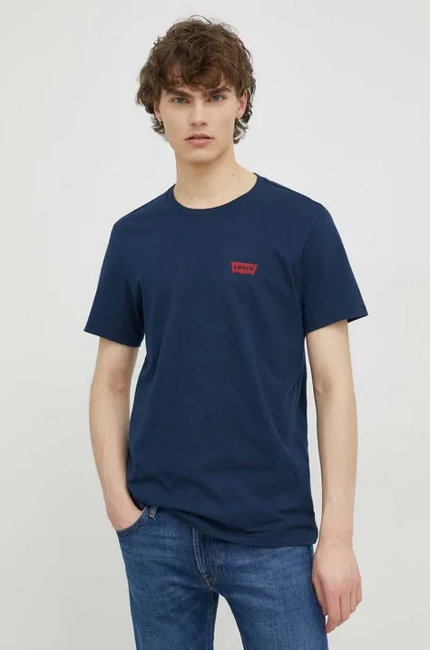 Levi's t-shirt bawełniany 2-pack kolor czarny z nadrukiem