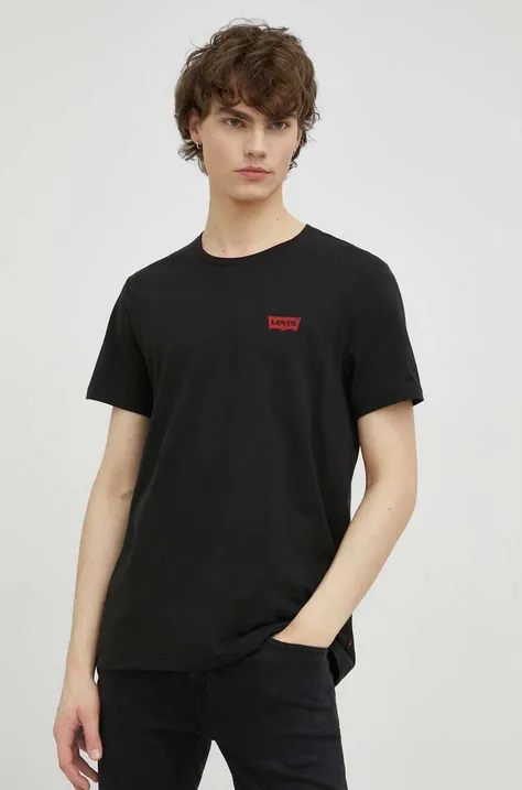 Bombažna kratka majica Levi's 2-pack črna barva