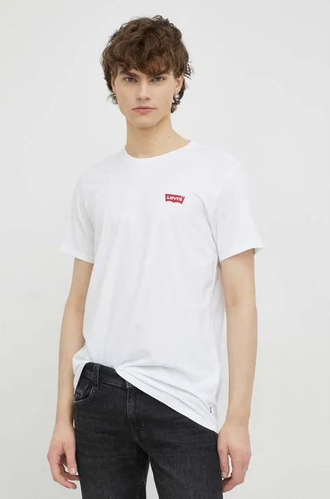 Pamučna majica Levi's 2-pack boja: bijela, s tiskom