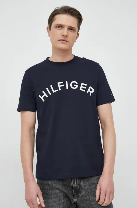 Хлопковая футболка Tommy Hilfiger цвет синий узорный