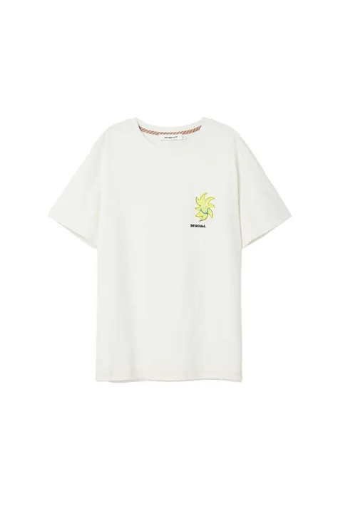 Bavlnené tričko Desigual biela farba, s potlačou
