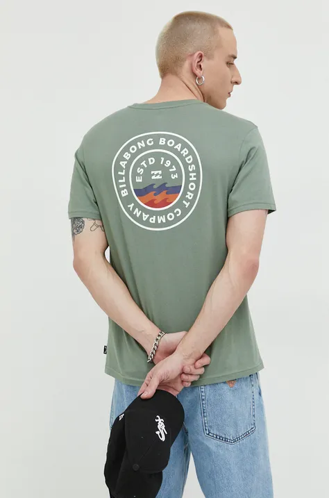 Billabong tricou din bumbac culoarea verde, cu imprimeu