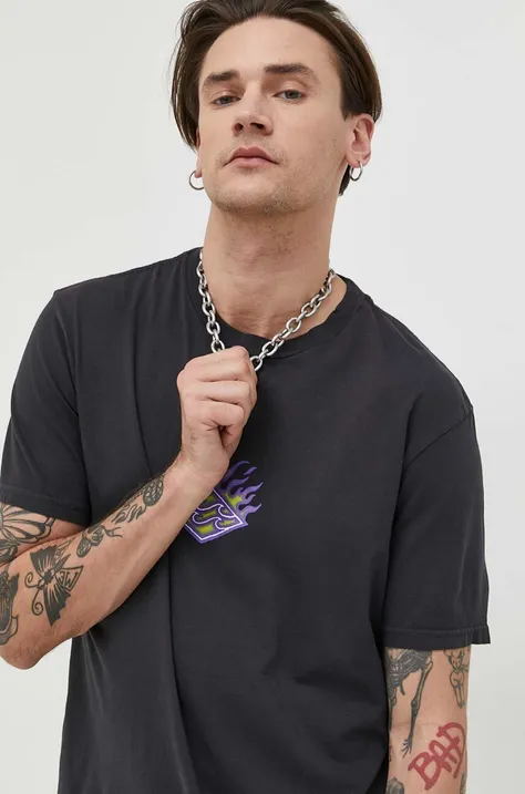 Billabong t-shirt bawełniany kolor czarny z nadrukiem