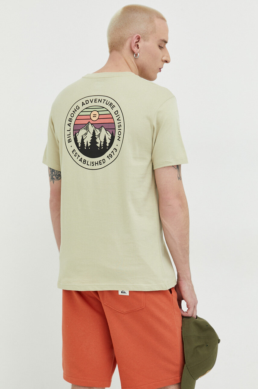 Billabong t-shirt bawełniany kolor beżowy z nadrukiem