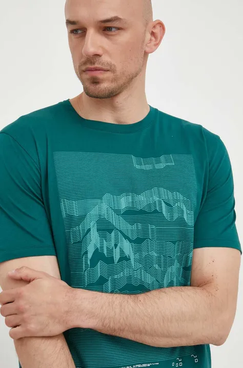 Sisley t-shirt bawełniany kolor zielony z nadrukiem