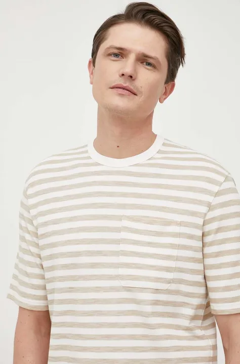 Tričko Sisley pánske, béžová farba, vzorované