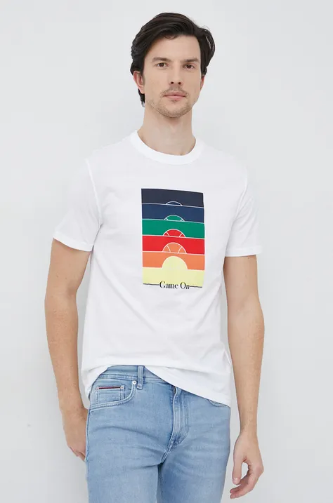 United Colors of Benetton t-shirt bawełniany kolor biały z nadrukiem