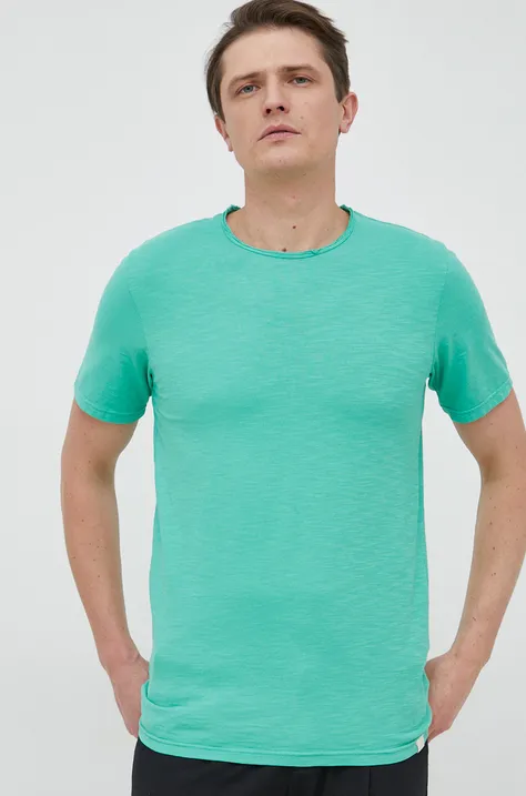 Pamučna majica United Colors of Benetton boja: zelena, jednobojni model