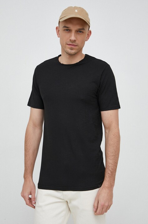 United Colors of Benetton tricou din bumbac culoarea negru, neted