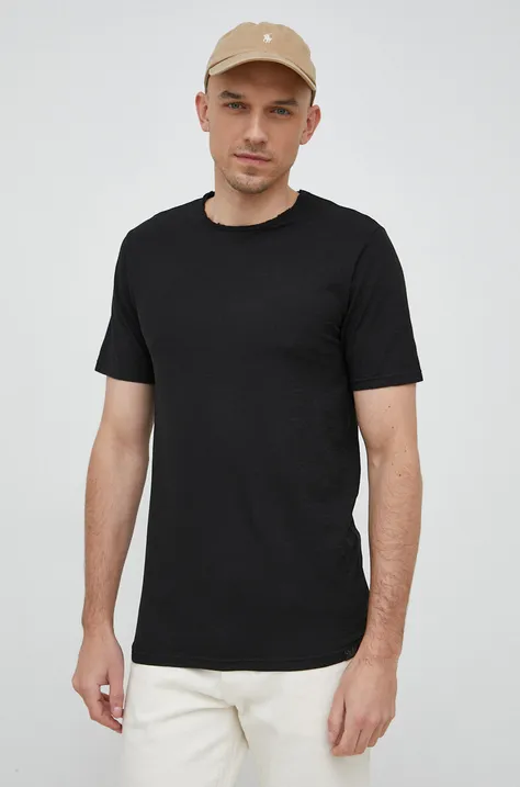 Pamučna majica United Colors of Benetton boja: crna, jednobojni model