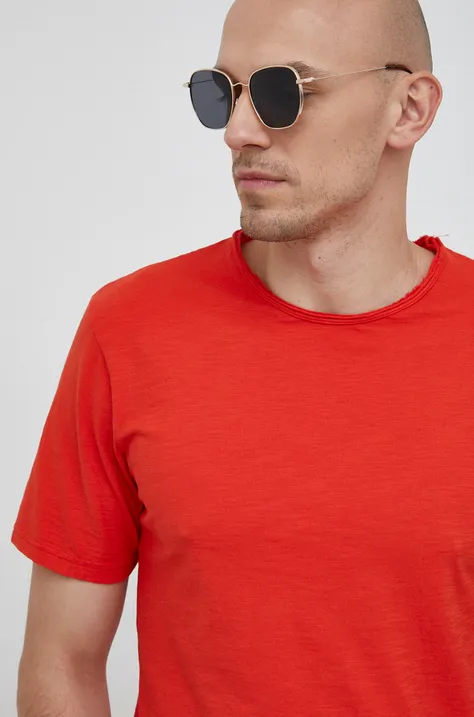 United Colors of Benetton t-shirt bawełniany kolor czerwony gładki