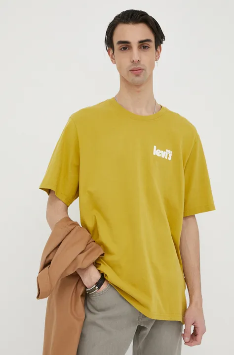 Levi's tricou din bumbac culoarea verde, cu imprimeu