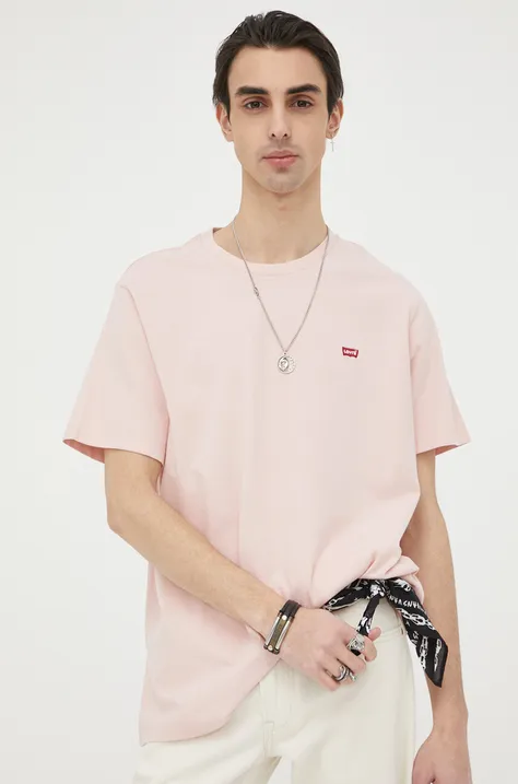 Bavlněné tričko Levi's růžová barva, 56605.0159-Neutrals