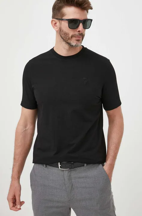 Tričko Karl Lagerfeld pánsky, čierna farba, jednofarebné