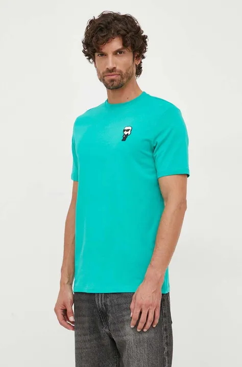 Karl Lagerfeld t-shirt zöld, férfi, nyomott mintás