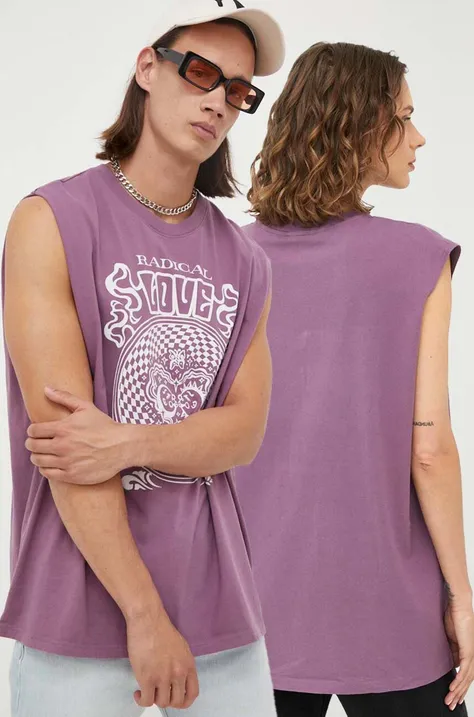 Bombažna kratka majica Levi's vijolična barva