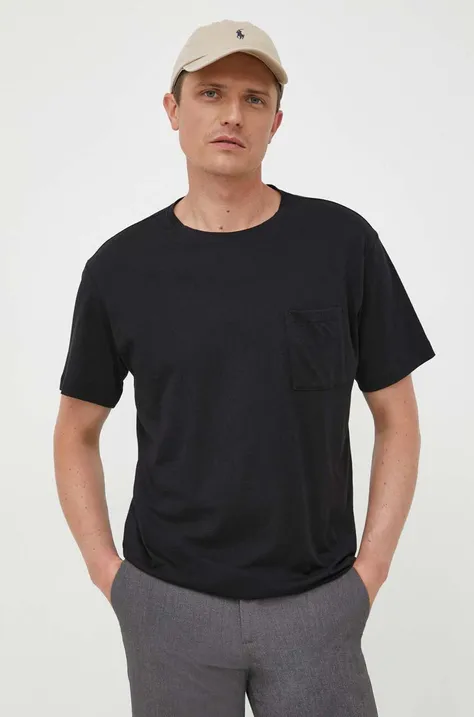 Pamučna majica United Colors of Benetton boja: crna, glatki model