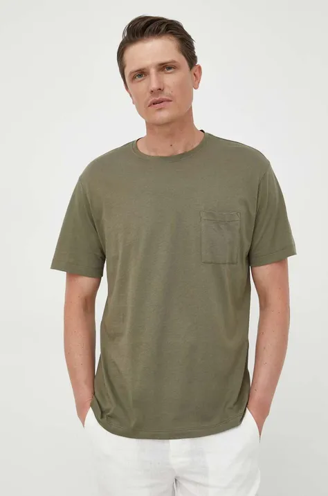 Pamučna majica United Colors of Benetton boja: zelena, glatki model