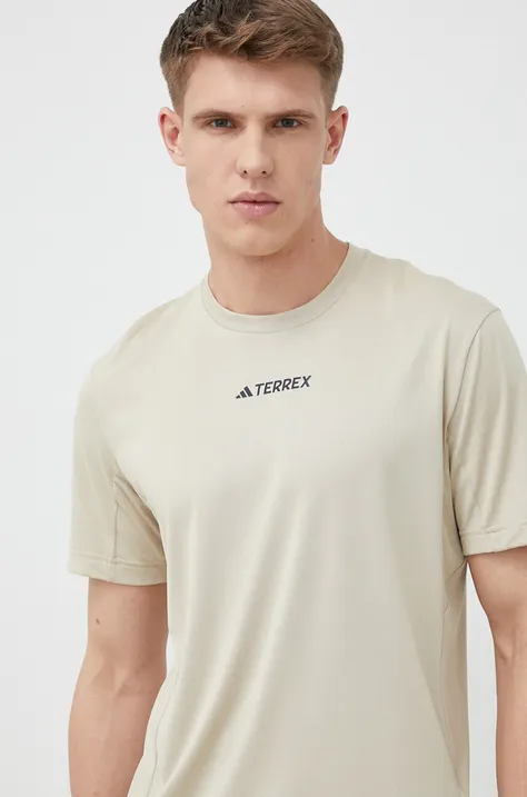 Sportovní triko adidas TERREX Multi HM4045 béžová barva