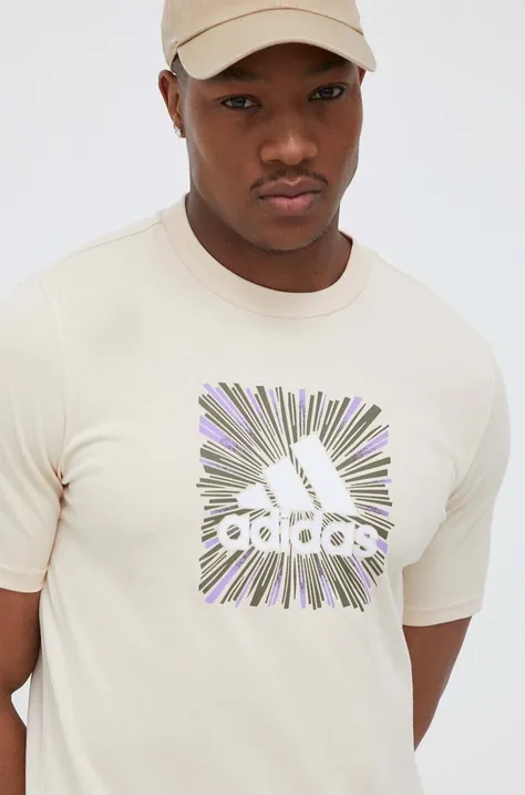 adidas t-shirt bézs, férfi, nyomott mintás