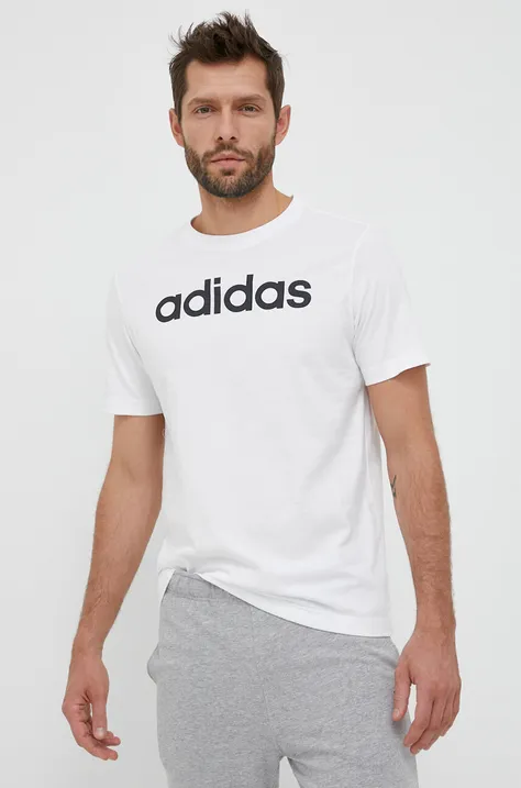Bavlněné tričko adidas bílá barva, s potiskem, IC9276