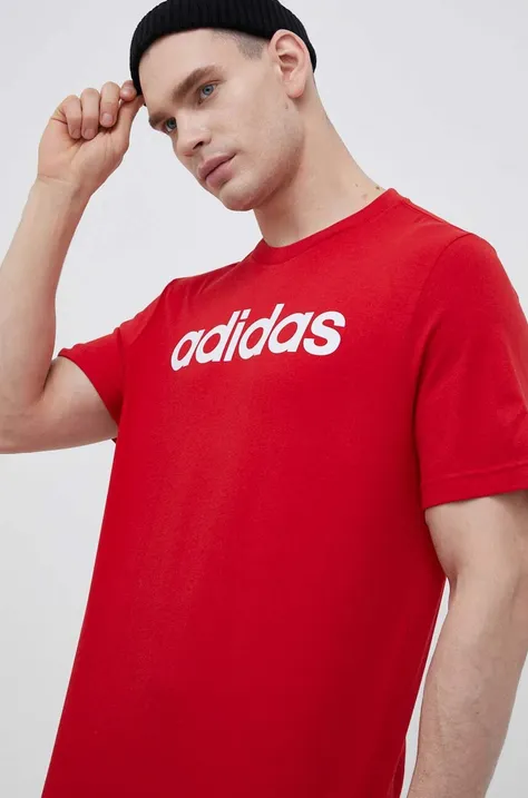 adidas t-shirt bawełniany kolor czerwony z nadrukiem