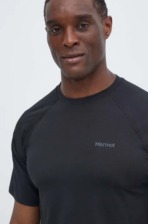 Športové tričko Marmot Windridge čierna farba, jednofarebný