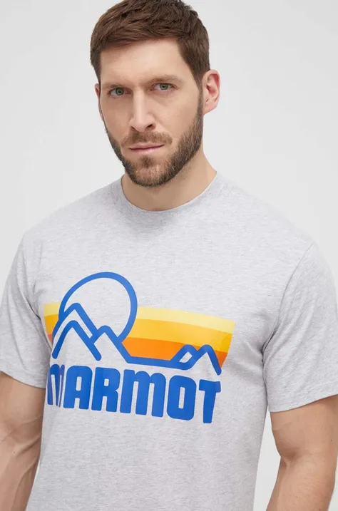 Majica kratkih rukava Marmot Coastal za muškarce, boja: siva, s tiskom