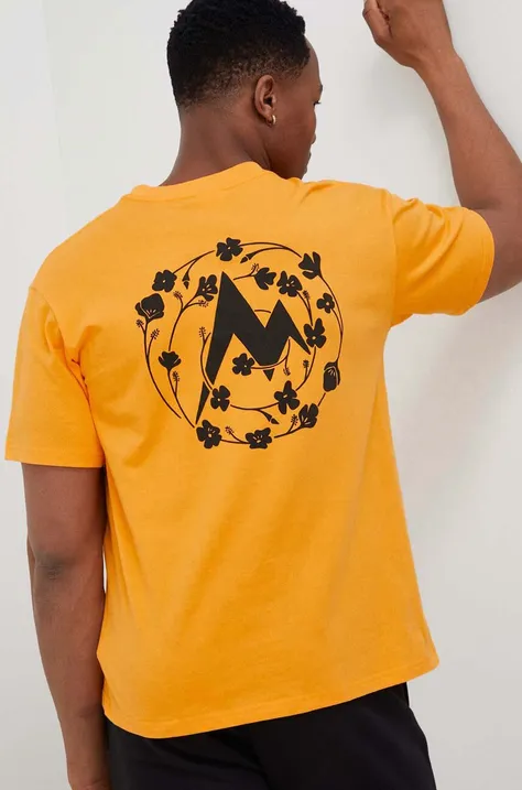 Marmot t-shirt bawełniany kolor żółty z nadrukiem