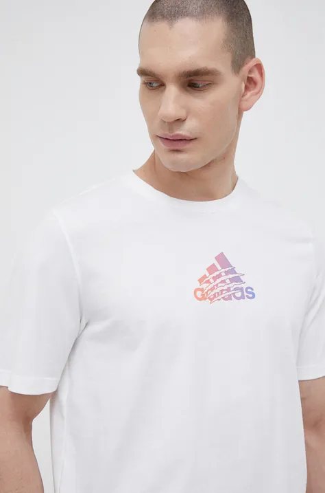 Pamučna majica adidas boja: bijela, s tiskom