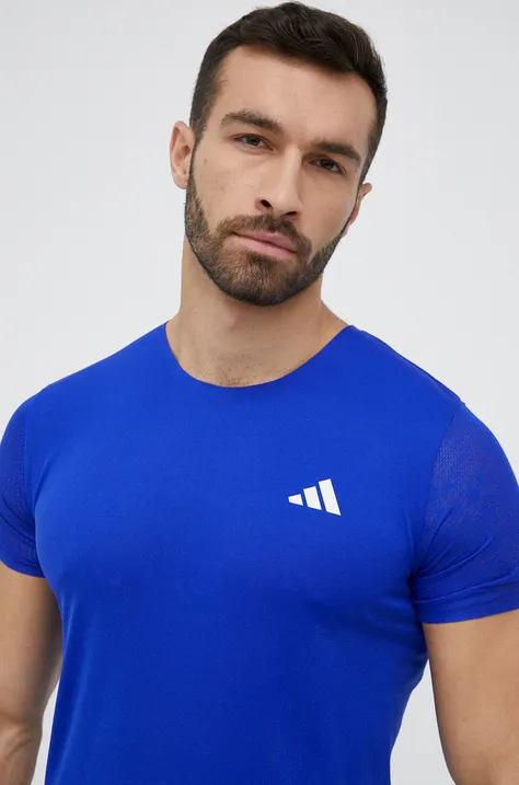 Тениска за бягане adidas Performance Adizero в синьо с принт