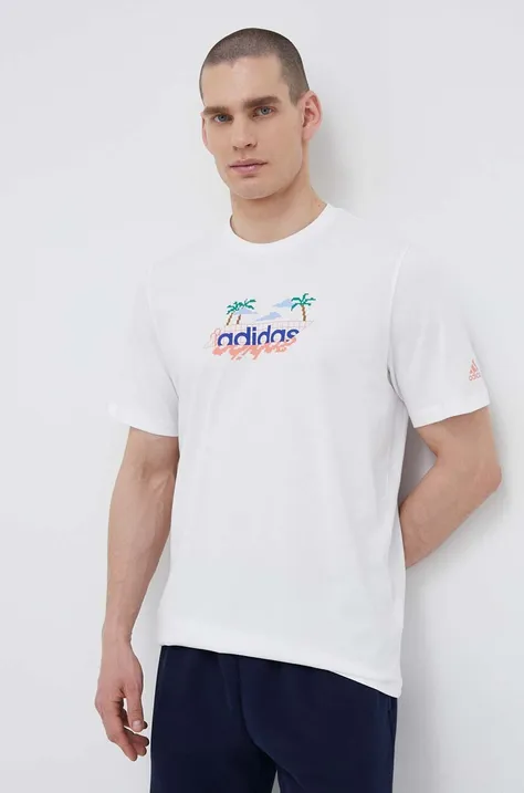 adidas t-shirt bawełniany kolor biały z nadrukiem