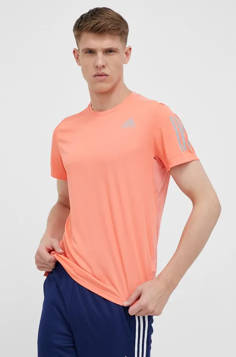 Μπλουζάκι για τρέξιμο adidas Performance Own The Run χρώμα: πορτοκαλί