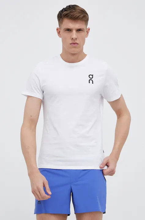 ON Running  t-shirt męski kolor biały z nadrukiem