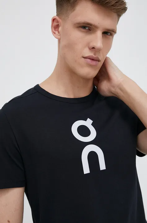 On-running t-shirt męski kolor czarny z nadrukiem