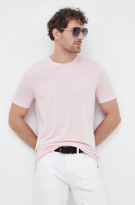 Joop! t-shirt bawełniany kolor różowy gładki