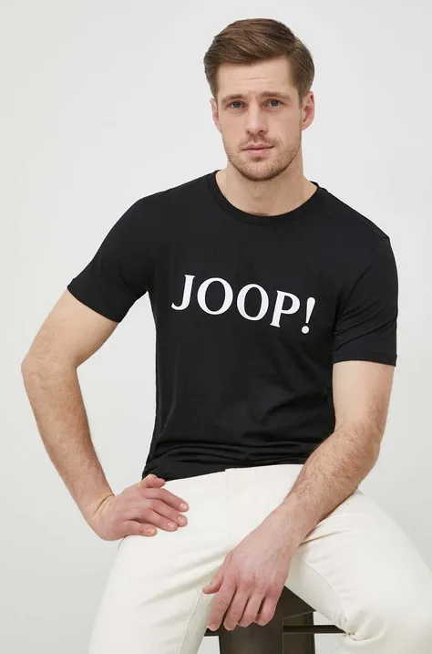 Бавовняна футболка Joop! колір чорний з принтом